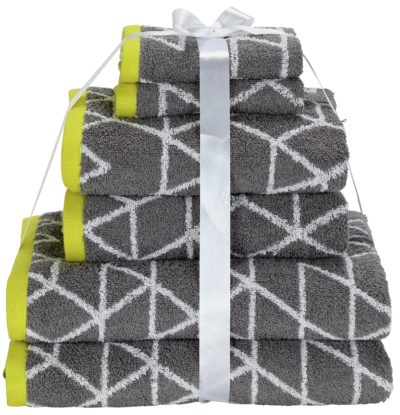 HOME 6 Piece Towel Bale - Geo Grey / Zest